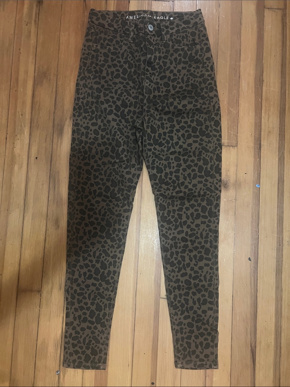 American Eagle Outfitters Brown and Black Leopard Print Skinny Jeans